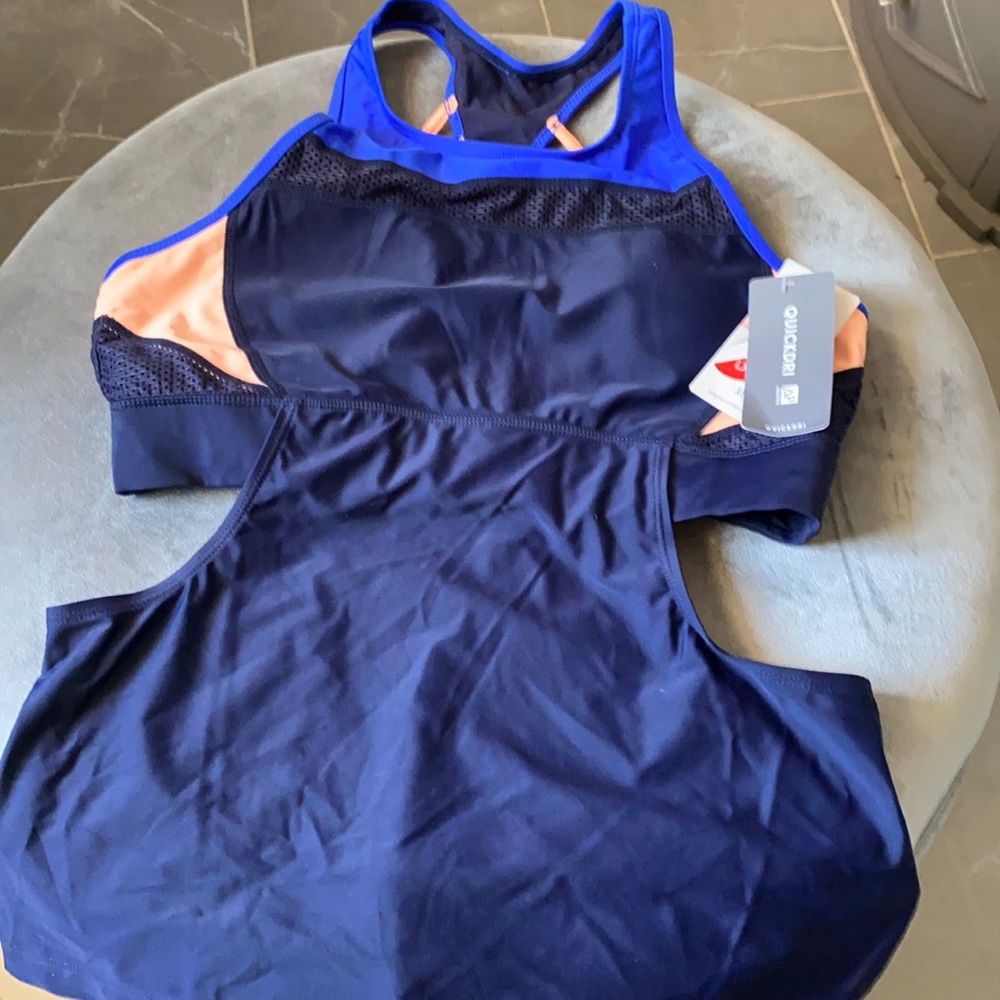 Athleta Lycra Quickdri Sport Tank Navy, Royal, Peach sz Med